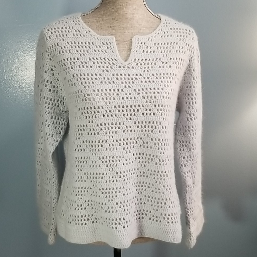 Eddie Bauer Open Knit Wool Angora Blend Sweater Size Large